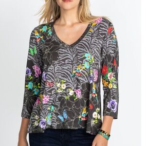 Johnny Was Zippy Favorite 3/4 Length Sleeve Swing Tee  - XXL